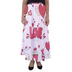 Hand Drawn Valentines Day Element Collection Flared Maxi Skirt by Vaneshart