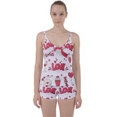 Hand Drawn Valentines Day Element Collection Tie Front Two Piece Tankini by Vaneshart