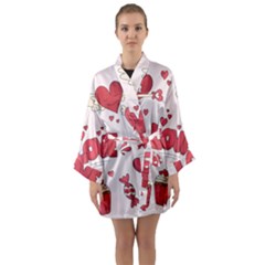 Hand Drawn Valentines Day Element Collection Long Sleeve Satin Kimono by Vaneshart