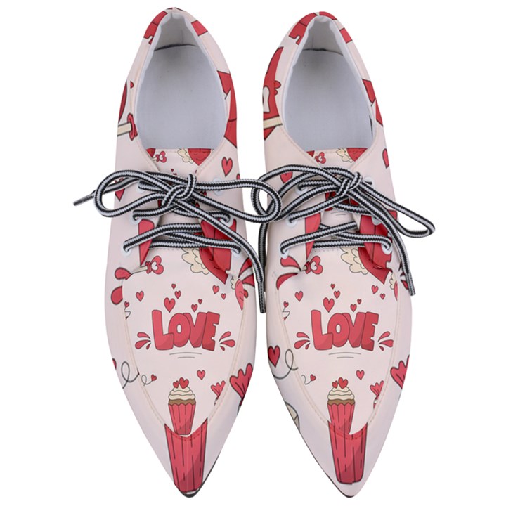 Hand Drawn Valentines Day Element Collection Women s Pointed Oxford Shoes