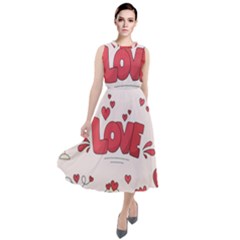 Hand Drawn Valentines Day Element Collection Round Neck Boho Dress by Vaneshart