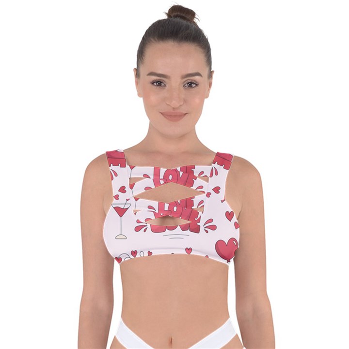 Hand Drawn Valentines Day Element Collection Bandaged Up Bikini Top