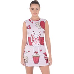 Hand Drawn Valentines Day Element Collection Lace Up Front Bodycon Dress by Vaneshart