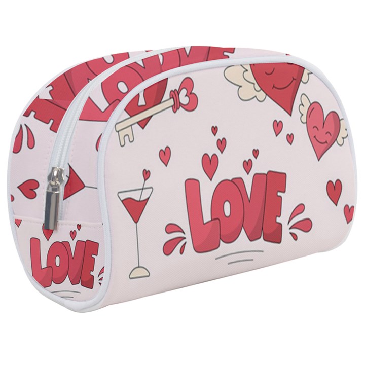 Hand Drawn Valentines Day Element Collection Makeup Case (Medium)