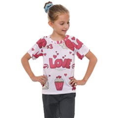 Hand Drawn Valentines Day Element Collection Kids  Mesh Piece Tee