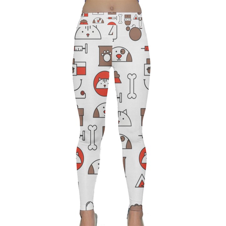 Vector Thin Line Art Vet Seamless Pattern Classic Yoga Leggings