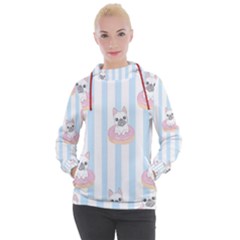 French Bulldog Dog Seamless Pattern Women s Hooded Pullover