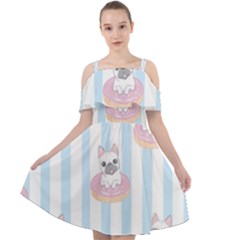 French Bulldog Dog Seamless Pattern Cut Out Shoulders Chiffon Dress by Vaneshart