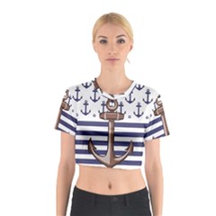 Anchor Background Design Cotton Crop Top by Vaneshart