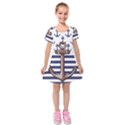 Anchor Background Design Kids  Short Sleeve Velvet Dress View1