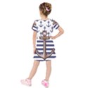 Anchor Background Design Kids  Short Sleeve Velvet Dress View2