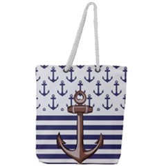 Anchor Background Design Full Print Rope Handle Tote (large) by Vaneshart