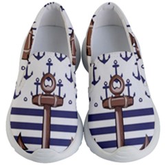 Anchor Background Design Kids Lightweight Slip Ons by Vaneshart