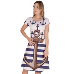 Anchor Background Design Classic Short Sleeve Dress by Vaneshart