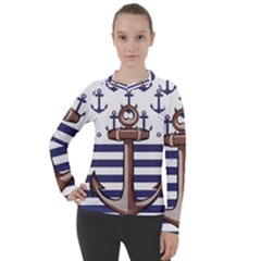 Anchor Background Design Women s Pique Long Sleeve Tee