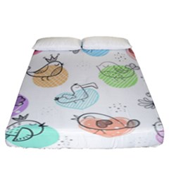 Cartoon Bird Cute Doodle Bird Fitted Sheet (california King Size) by Vaneshart