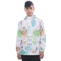 Cartoon Bird Cute Doodle Bird Men s Front Pocket Pullover Windbreaker by Vaneshart