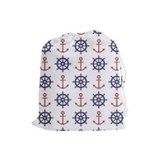 Nautical Seamless Pattern Drawstring Pouch (large) by Vaneshart