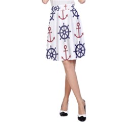 Nautical Seamless Pattern A-line Skirt by Vaneshart