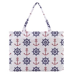 Nautical Seamless Pattern Zipper Medium Tote Bag by Vaneshart