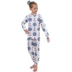 Nautical Seamless Pattern Kids  Long Sleeve Set  by Vaneshart