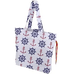 Nautical Seamless Pattern Drawstring Tote Bag by Vaneshart