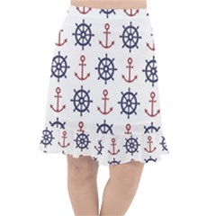 Nautical Seamless Pattern Fishtail Chiffon Skirt