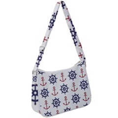 Nautical Seamless Pattern Zip Up Shoulder Bag