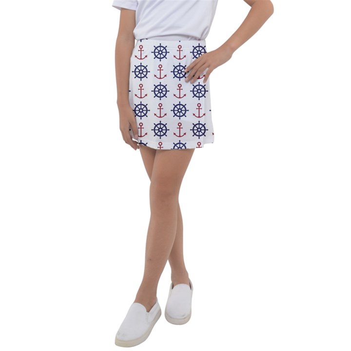 Nautical Seamless Pattern Kids  Tennis Skirt