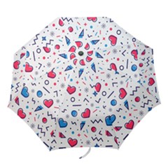 Hearts Seamless Pattern Memphis Style Folding Umbrellas by Vaneshart