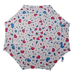 Hearts Seamless Pattern Memphis Style Hook Handle Umbrellas (large) by Vaneshart