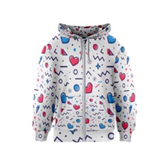 Hearts Seamless Pattern Memphis Style Kids  Zipper Hoodie by Vaneshart