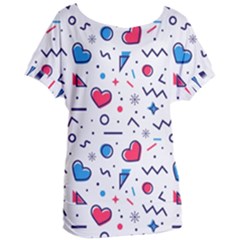 Hearts Seamless Pattern Memphis Style Women s Oversized Tee by Vaneshart