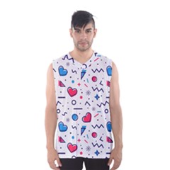 Hearts Seamless Pattern Memphis Style Men s Basketball Tank Top by Vaneshart