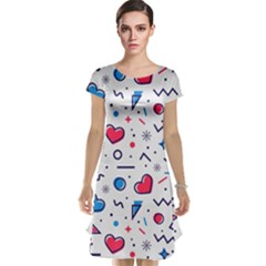 Hearts Seamless Pattern Memphis Style Cap Sleeve Nightdress by Vaneshart