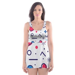 Hearts Seamless Pattern Memphis Style Skater Dress Swimsuit by Vaneshart