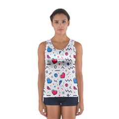 Hearts Seamless Pattern Memphis Style Sport Tank Top  by Vaneshart