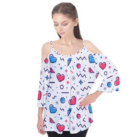 Hearts Seamless Pattern Memphis Style Flutter Tees by Vaneshart