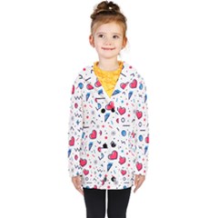 Hearts Seamless Pattern Memphis Style Kids  Double Breasted Button Coat by Vaneshart