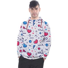 Hearts Seamless Pattern Memphis Style Men s Pullover Hoodie by Vaneshart