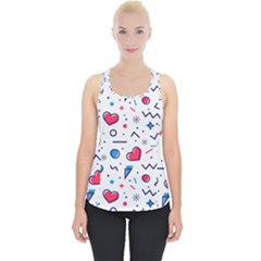 Hearts Seamless Pattern Memphis Style Piece Up Tank Top by Vaneshart