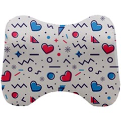 Hearts Seamless Pattern Memphis Style Head Support Cushion by Vaneshart