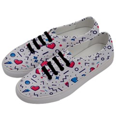 Hearts Seamless Pattern Memphis Style Men s Classic Low Top Sneakers by Vaneshart