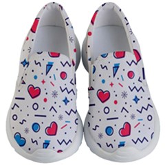 Hearts Seamless Pattern Memphis Style Kids Lightweight Slip Ons by Vaneshart