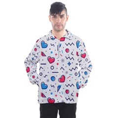 Hearts Seamless Pattern Memphis Style Men s Half Zip Pullover by Vaneshart