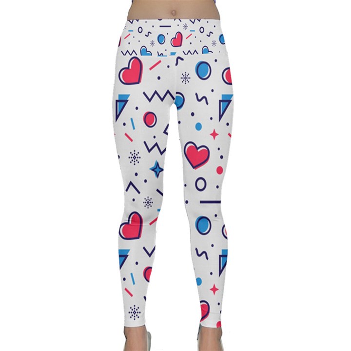 Hearts Seamless Pattern Memphis Style Lightweight Velour Classic Yoga Leggings