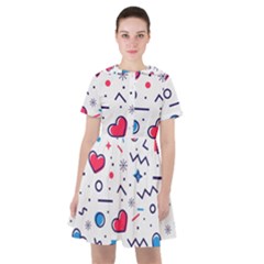 Hearts Seamless Pattern Memphis Style Sailor Dress by Vaneshart