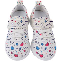 Hearts Seamless Pattern Memphis Style Kids  Velcro Strap Shoes by Vaneshart