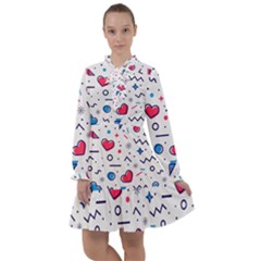 Hearts Seamless Pattern Memphis Style All Frills Chiffon Dress