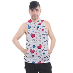 Hearts Seamless Pattern Memphis Style Men s Sleeveless Hoodie by Vaneshart